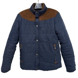Men's Blue and Brown Quilted Jacket